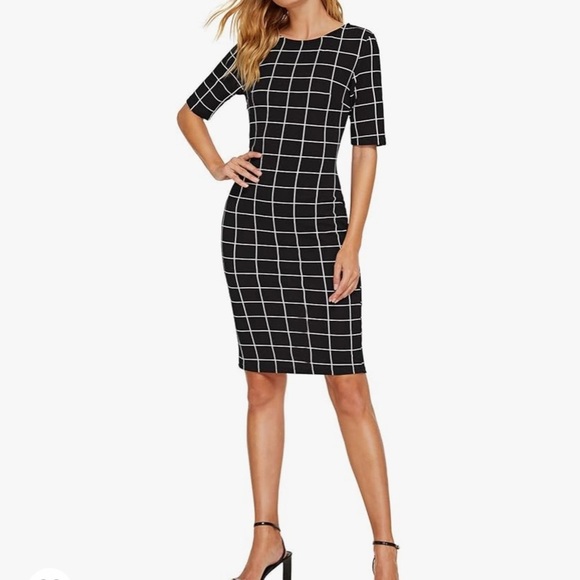 Shein black tweed style shift dress size large - Picture 3 of 10